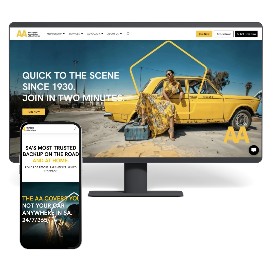 Custom website development for AA South Africa – UX-driven design.